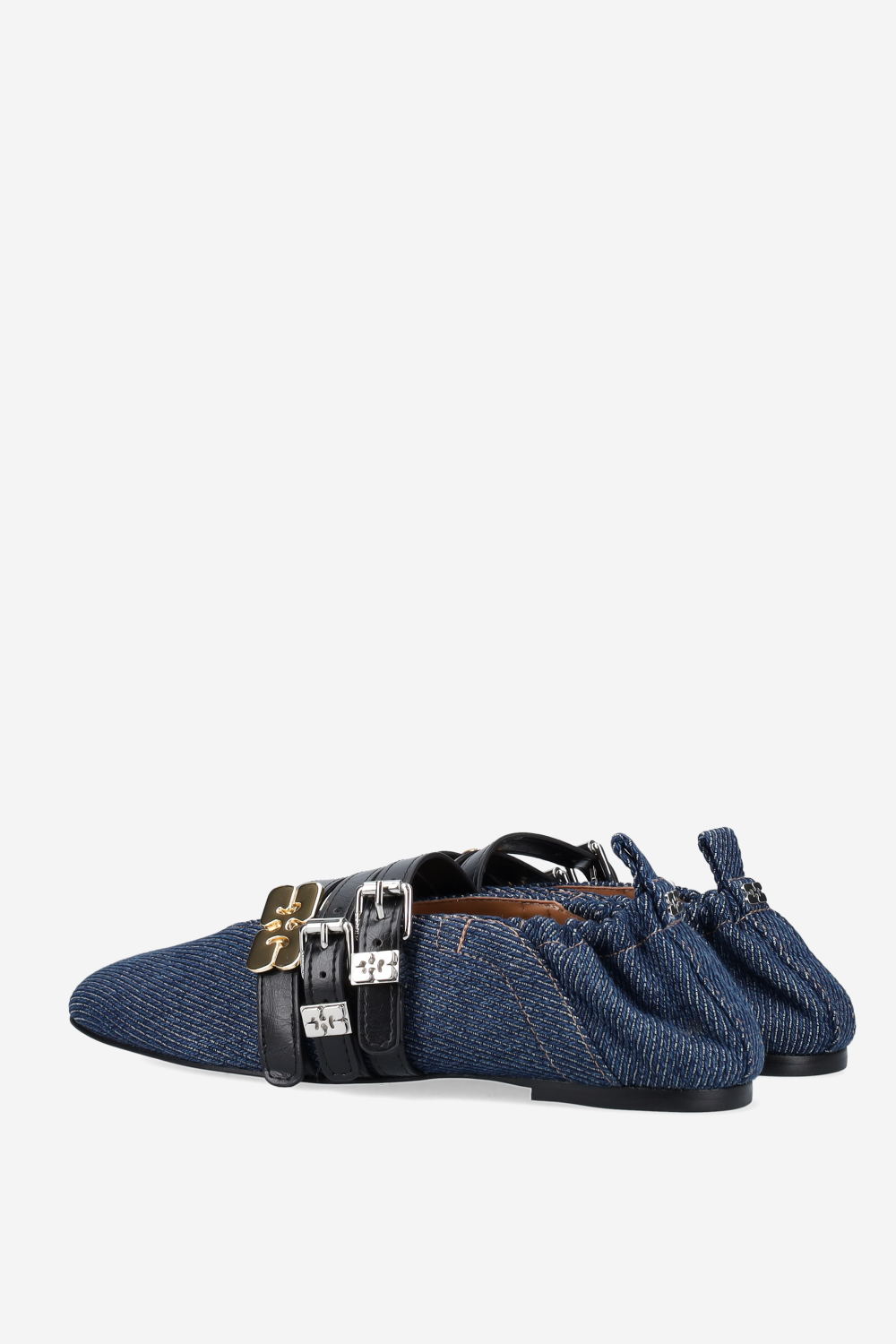 Sue triple denim fringed ballerinas