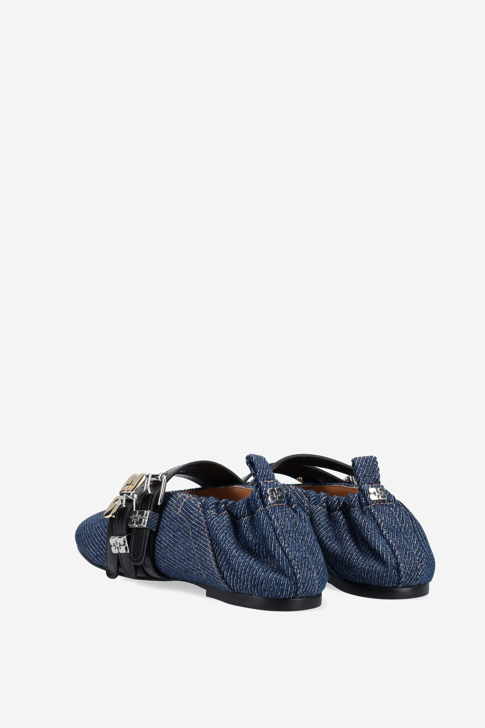 Sue triple denim fringed ballerinas
