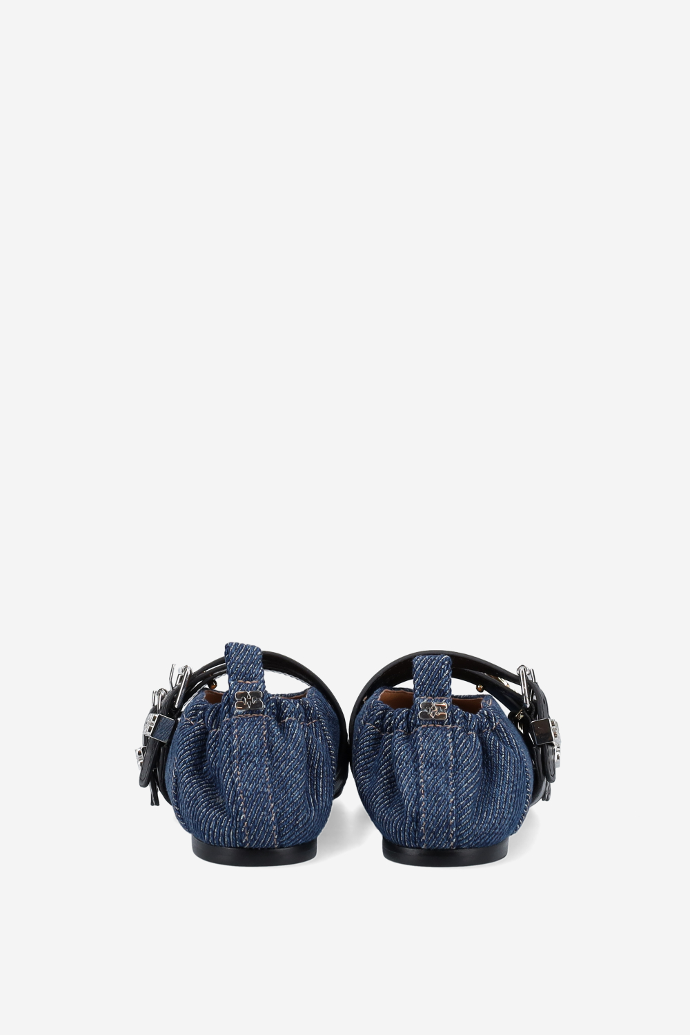 Sue triple denim fringed ballerinas