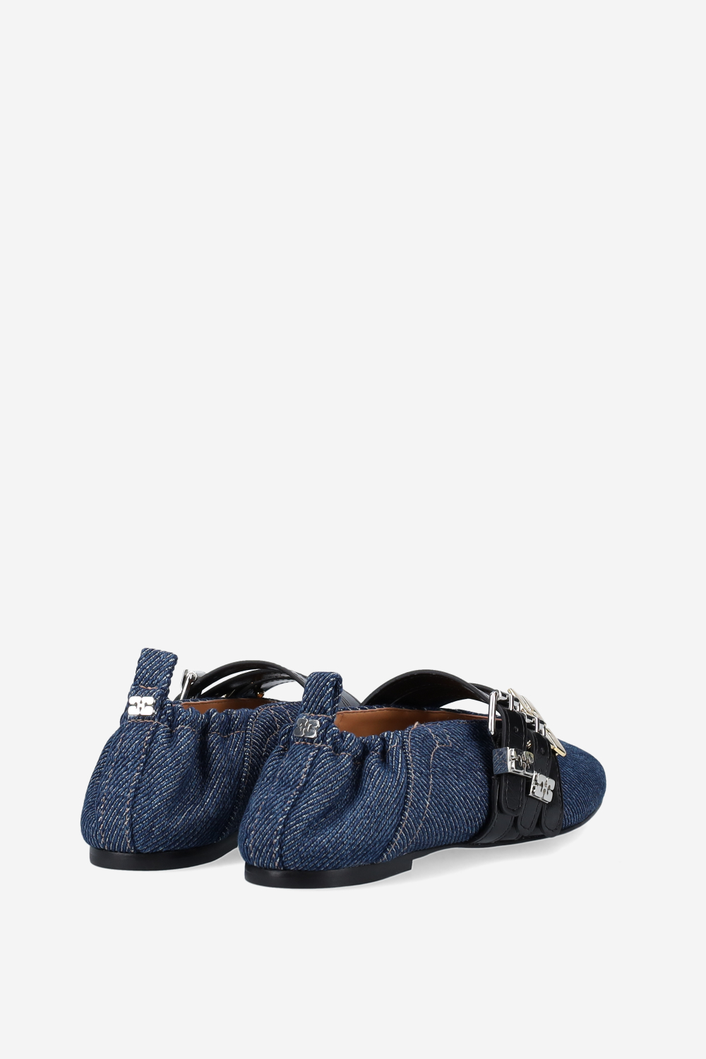 Sue triple denim fringed ballerinas