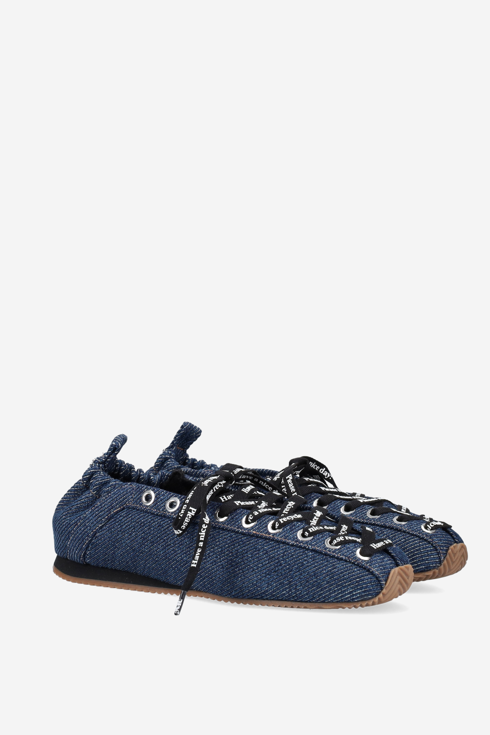Sporty denim lace up ballerinas