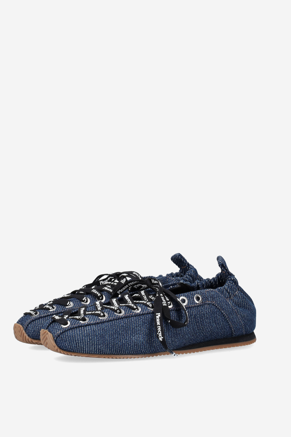 Sporty denim lace up ballerinas