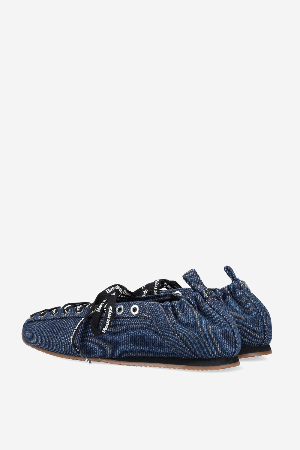 Sporty denim lace up ballerinas