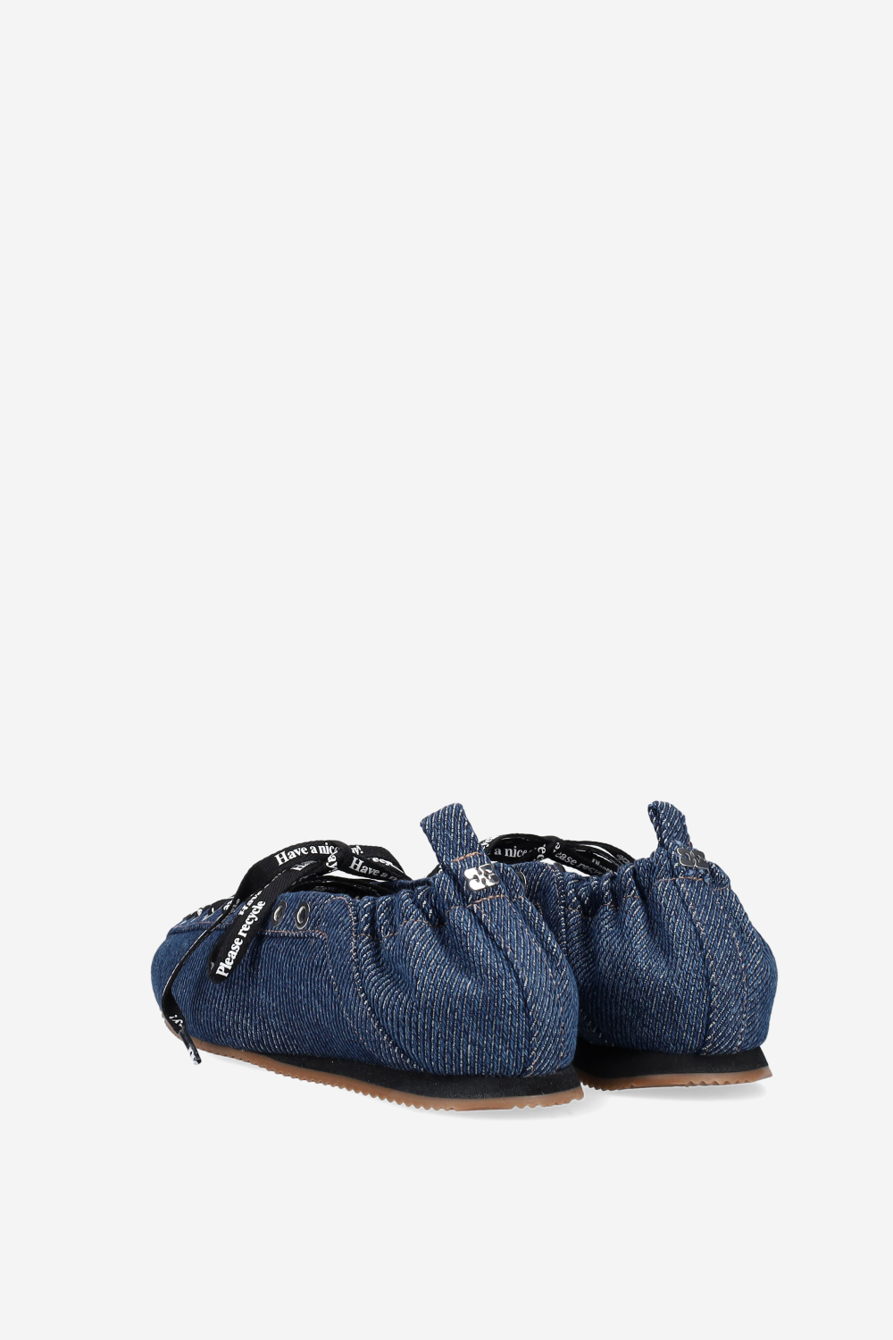 Sporty denim lace up ballerinas