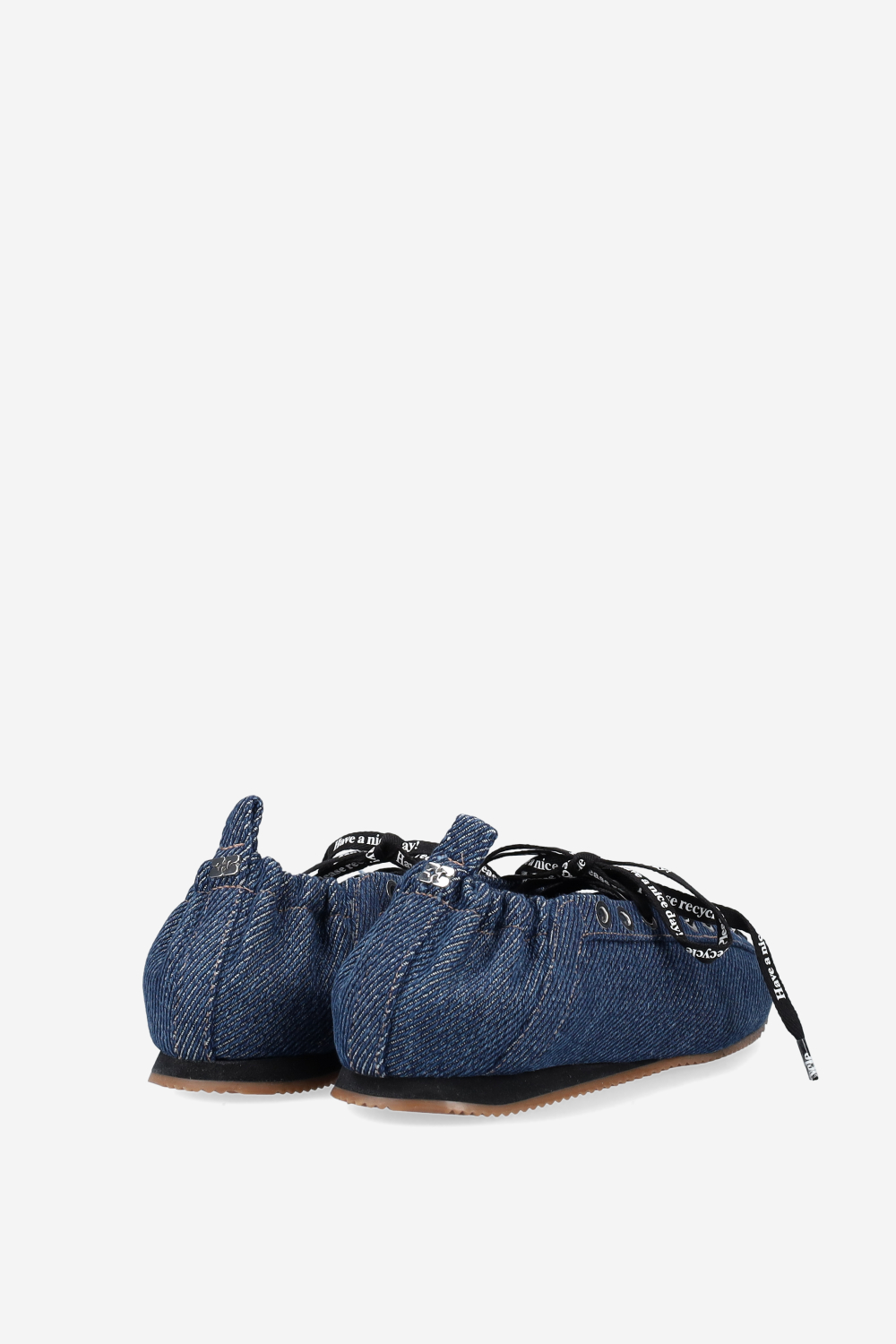 Sporty denim lace up ballerinas
