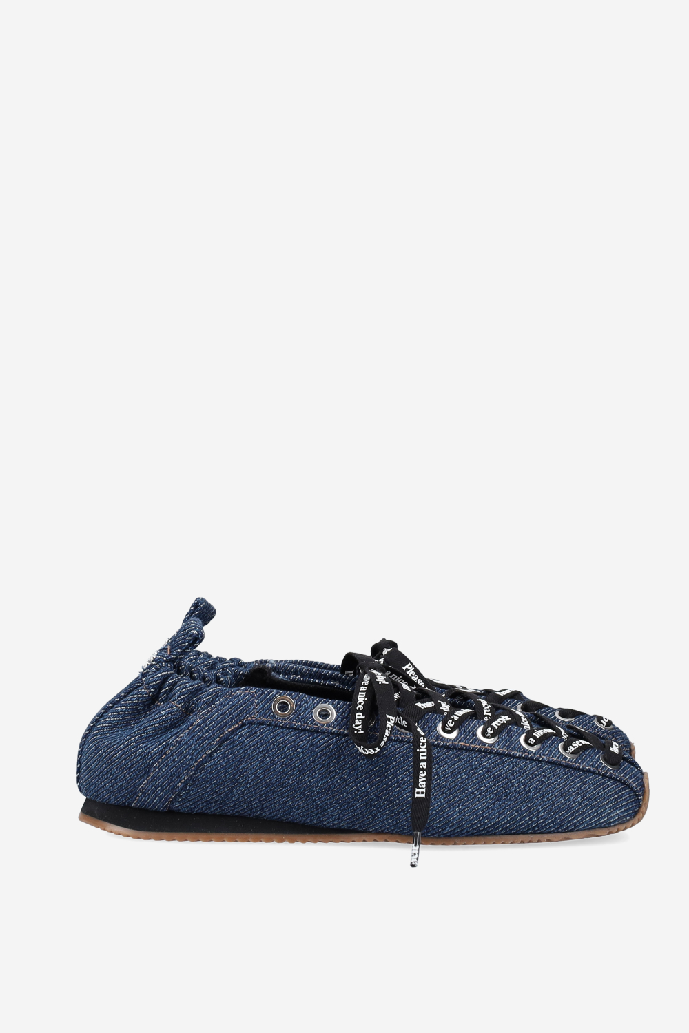 Sporty denim lace up ballerinas