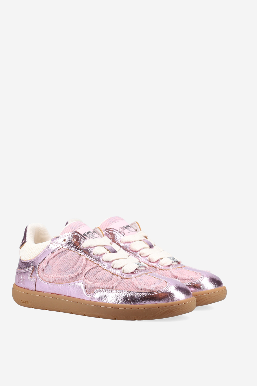 Ganni - '08 crinkle metallic sneakers
