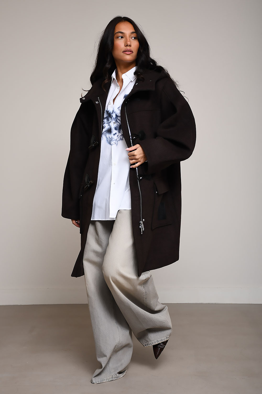 Brushed wool check midi coat - Mayke
