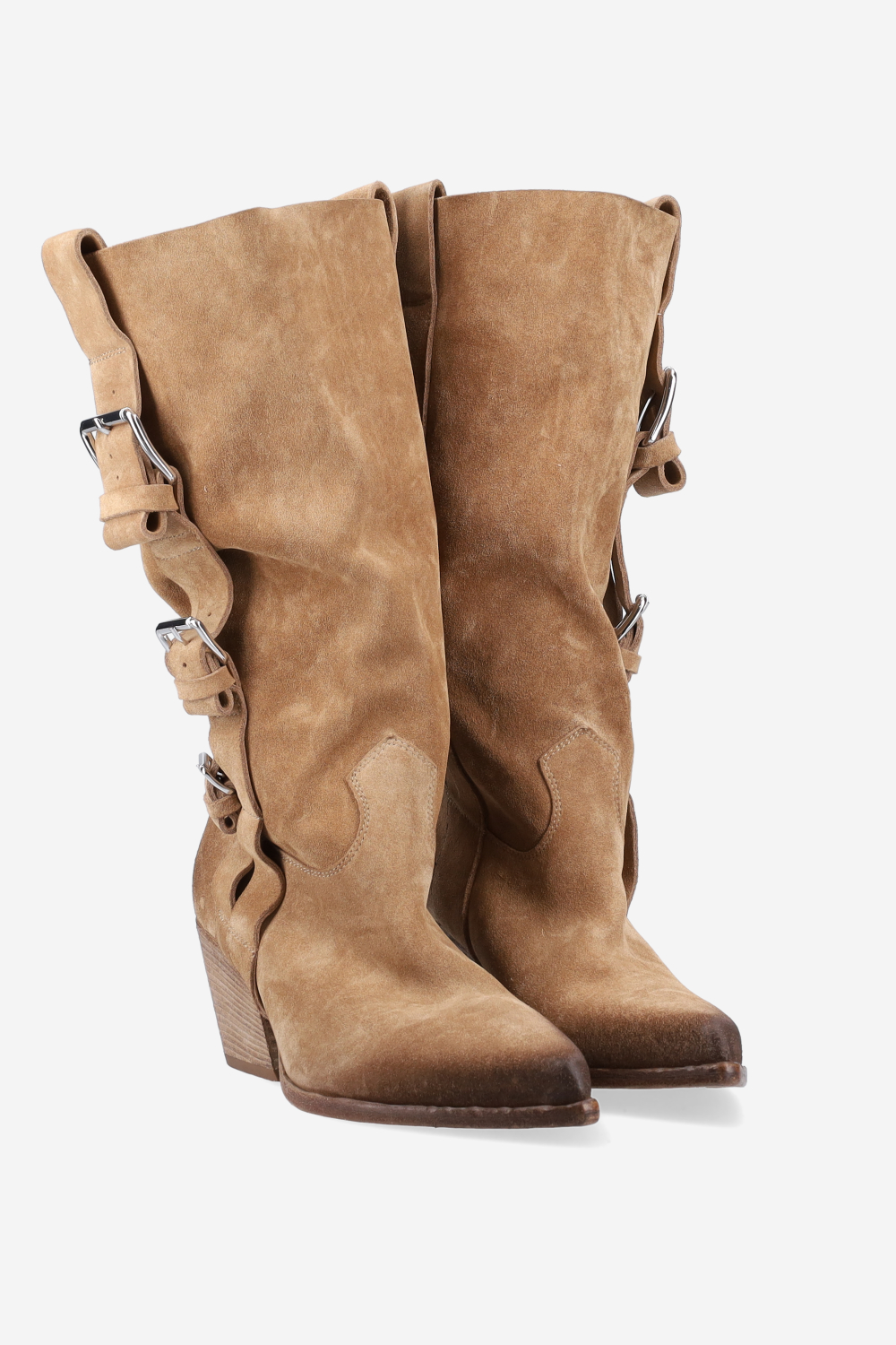 Suede buckled boots