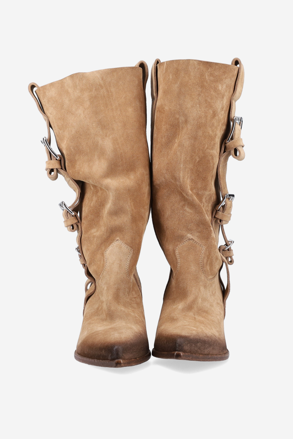 Suede buckled boots