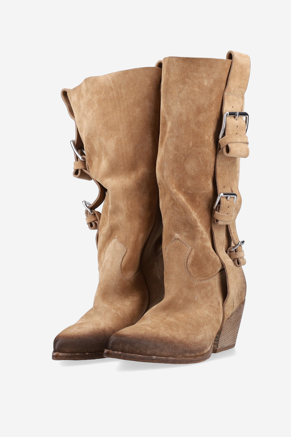 Suede buckled boots