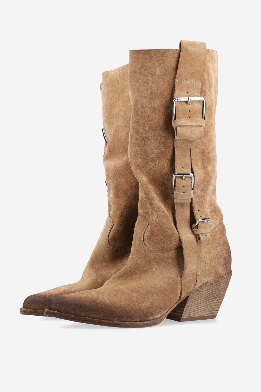 Suede buckled boots