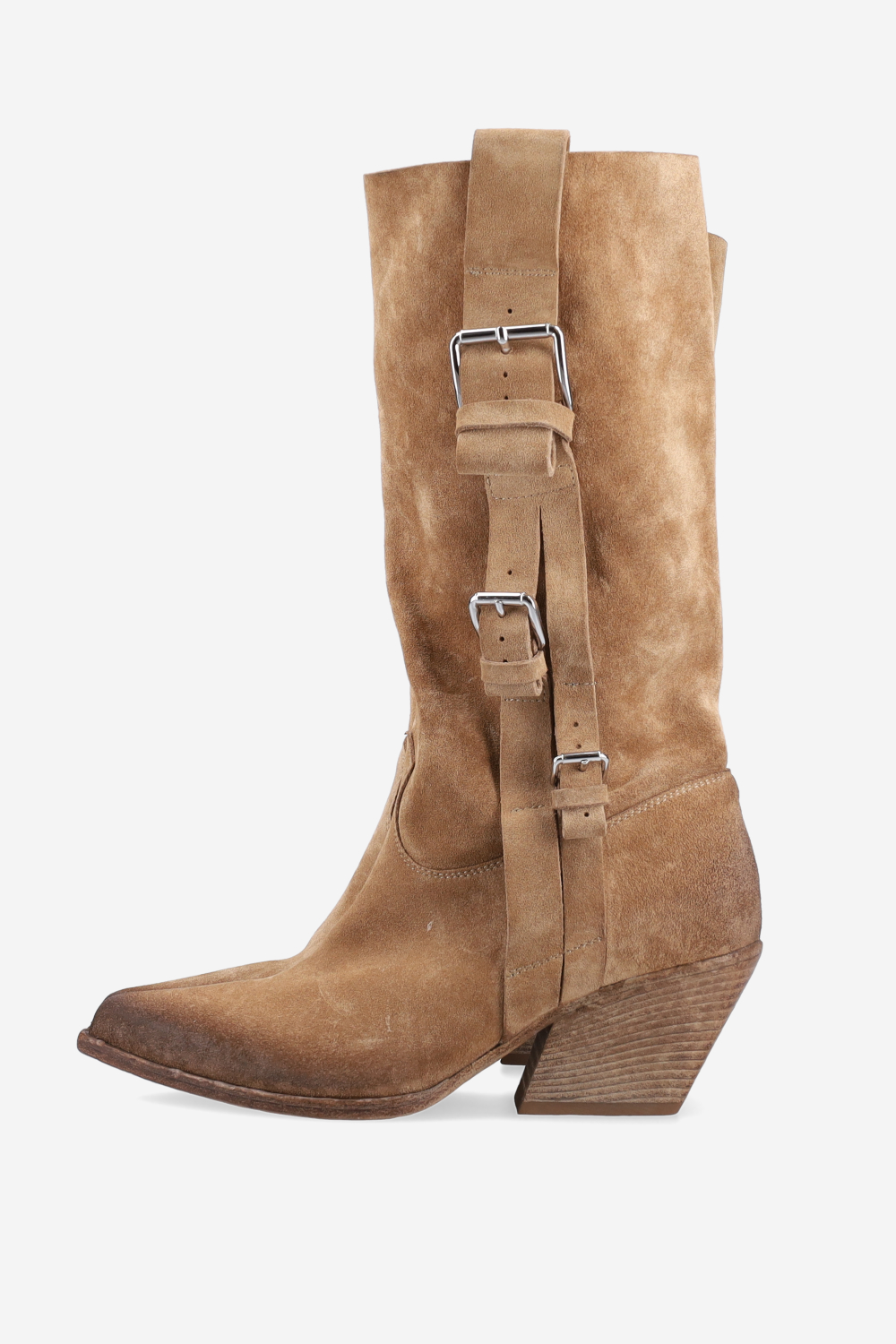 Suede buckled boots