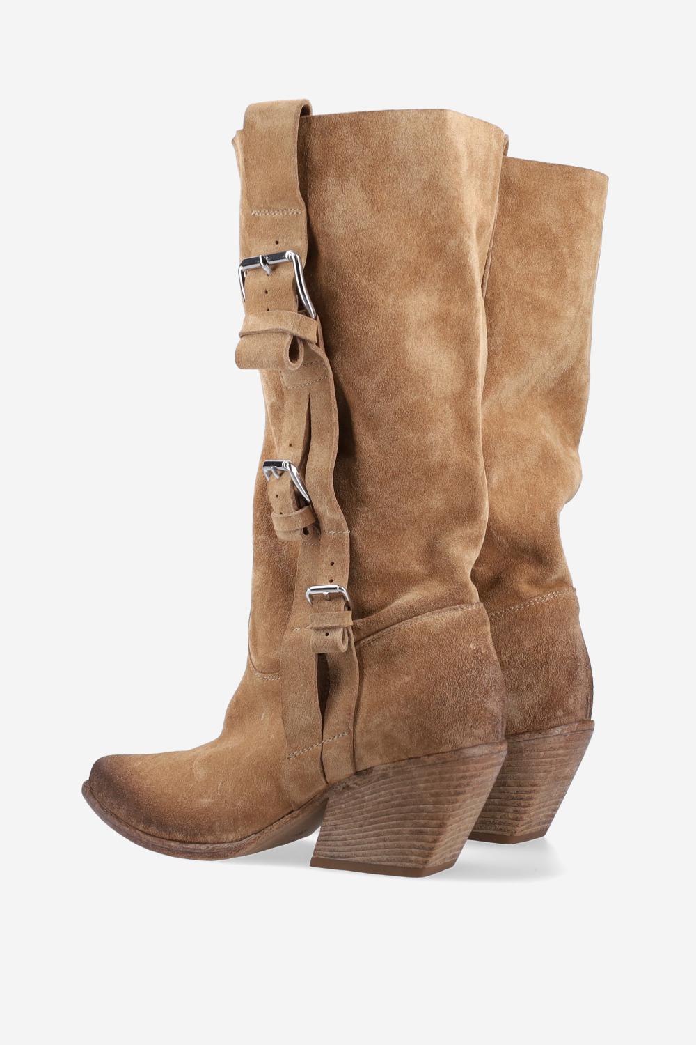 Suede buckled boots