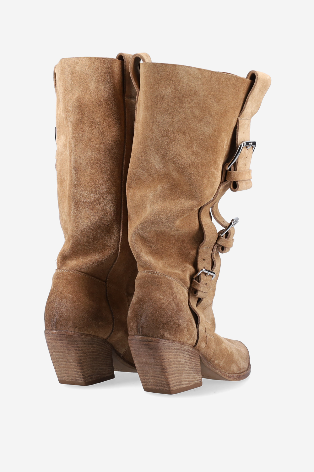 Suede buckled boots