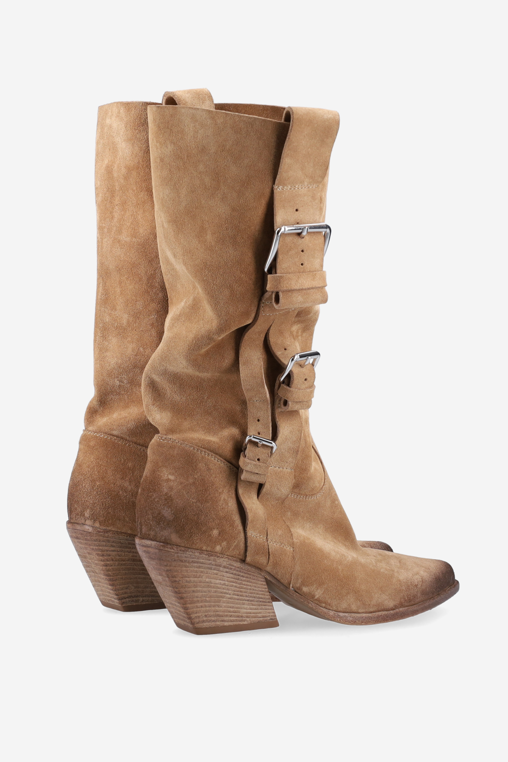Suede buckled boots