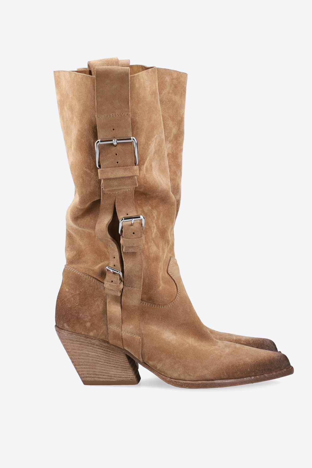 Suede buckled boots