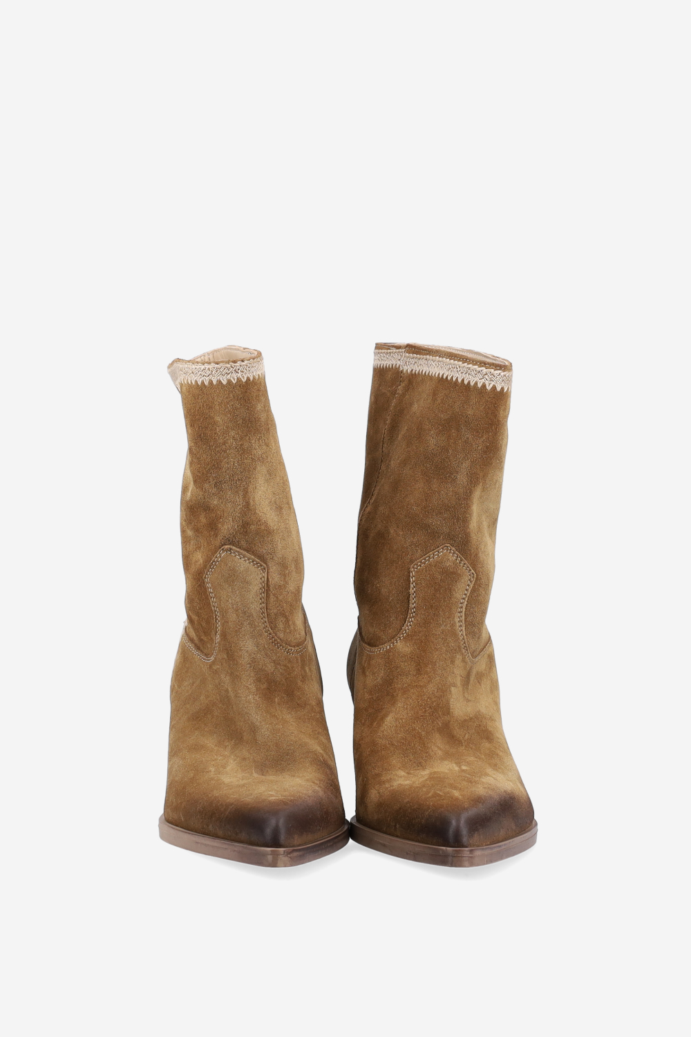 Pointed-toe suede ankle boots