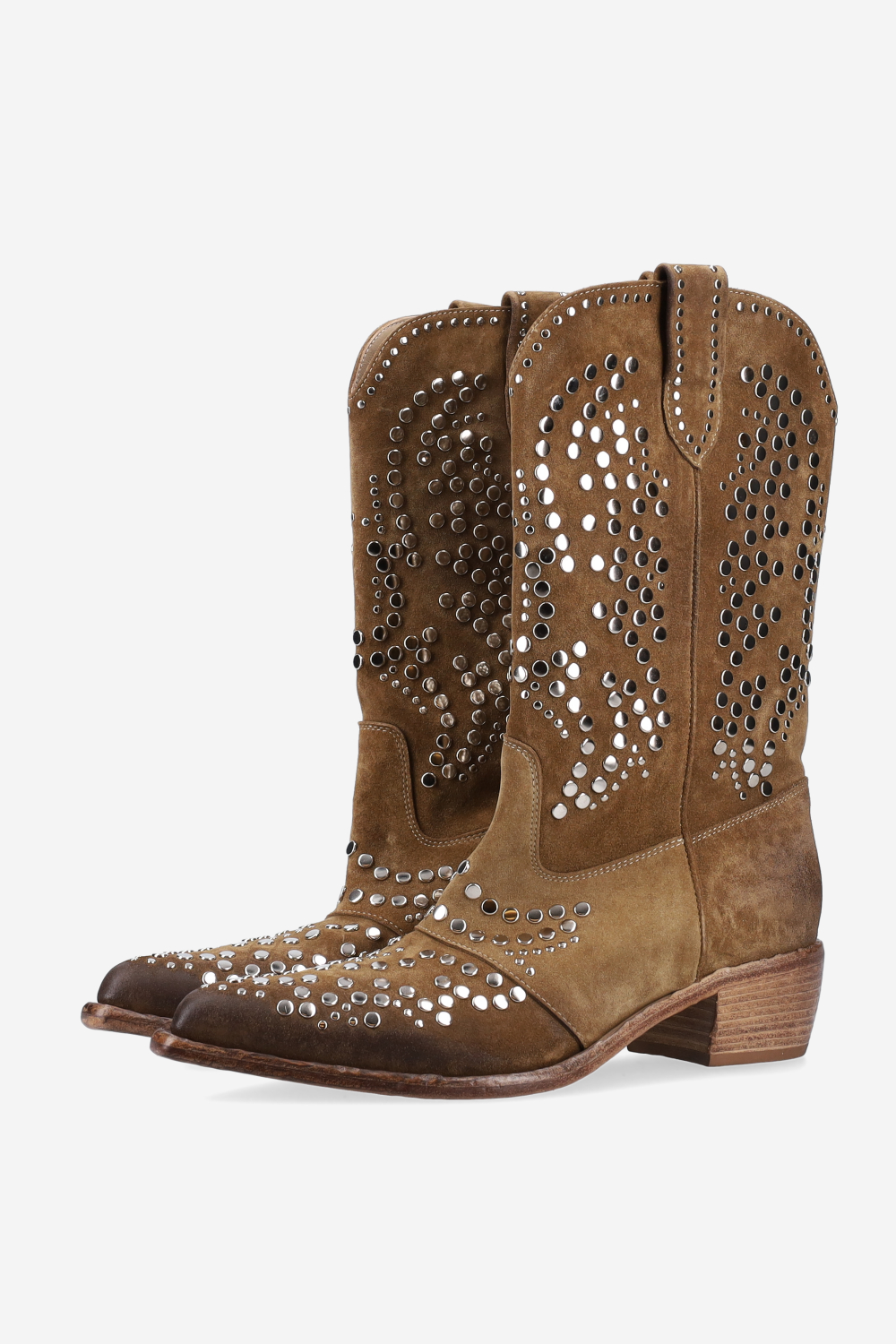 Studded suede boots