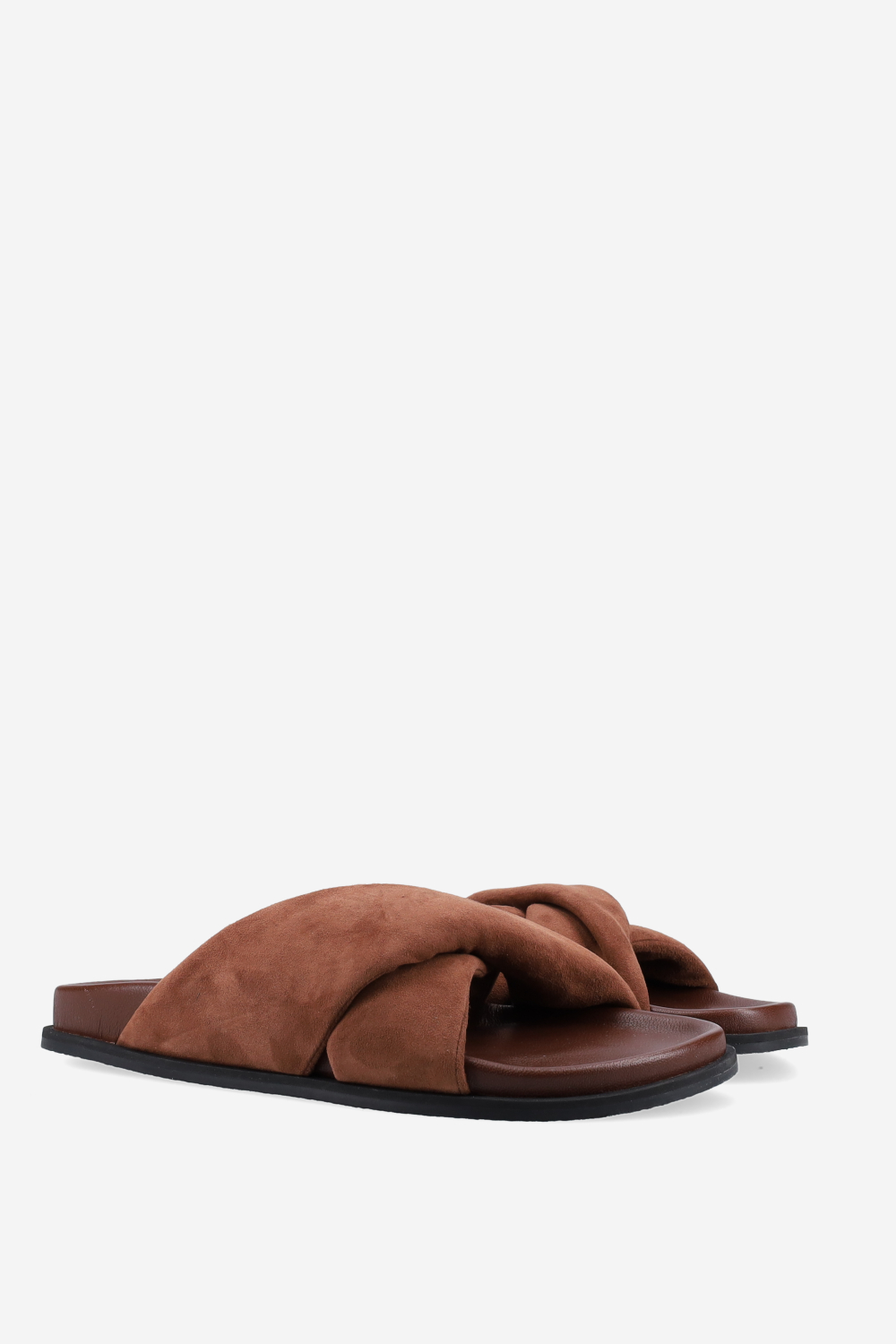 Cross-over suede sandals