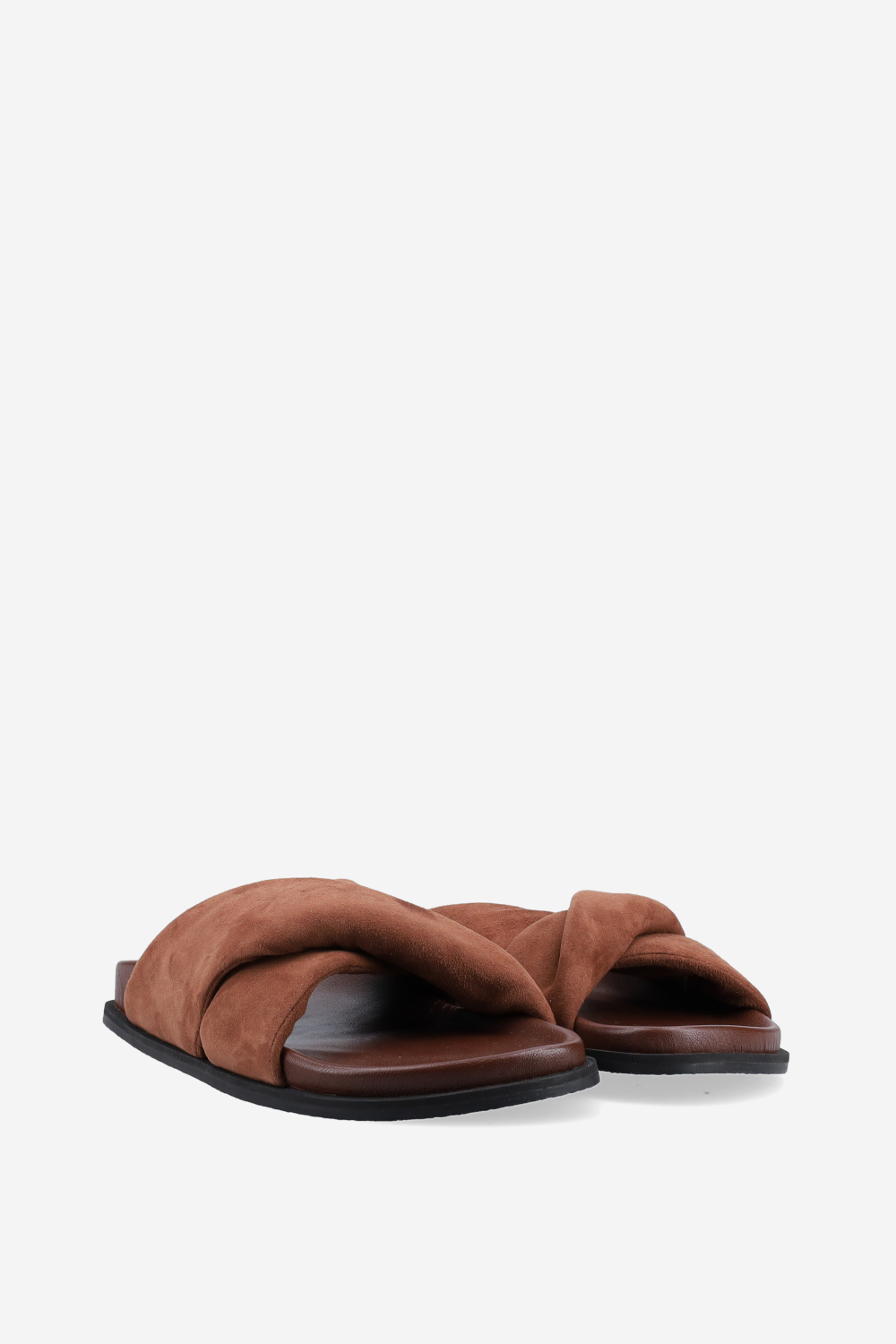 Cross-over suede sandals