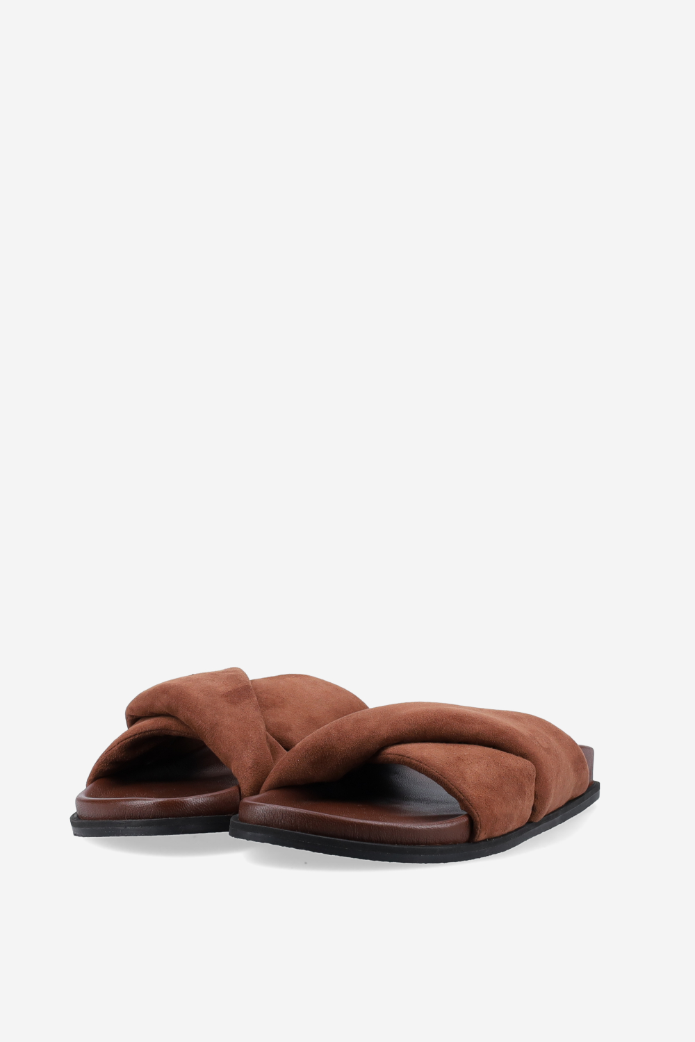 Cross-over suede sandals