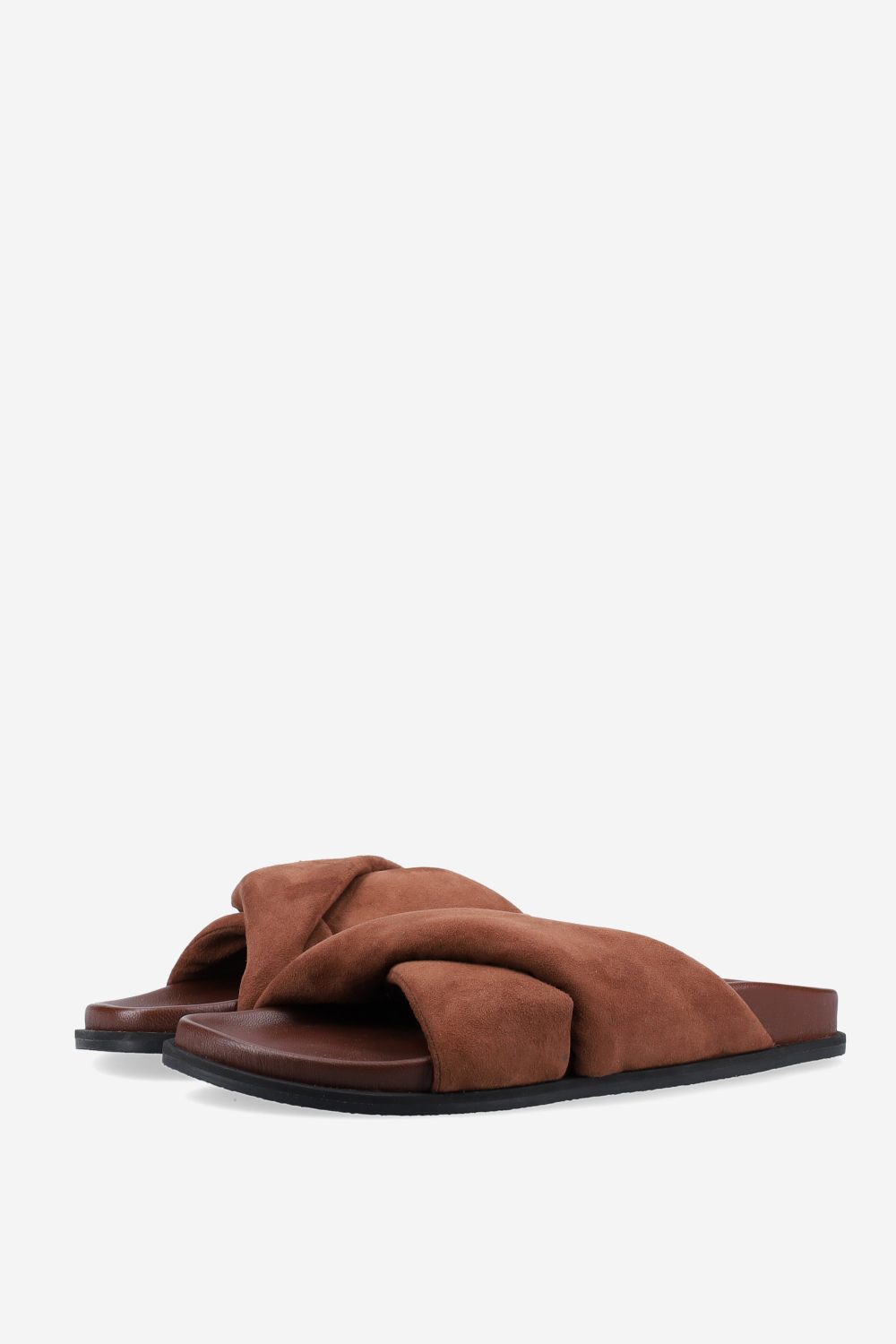 Cross-over suede sandals