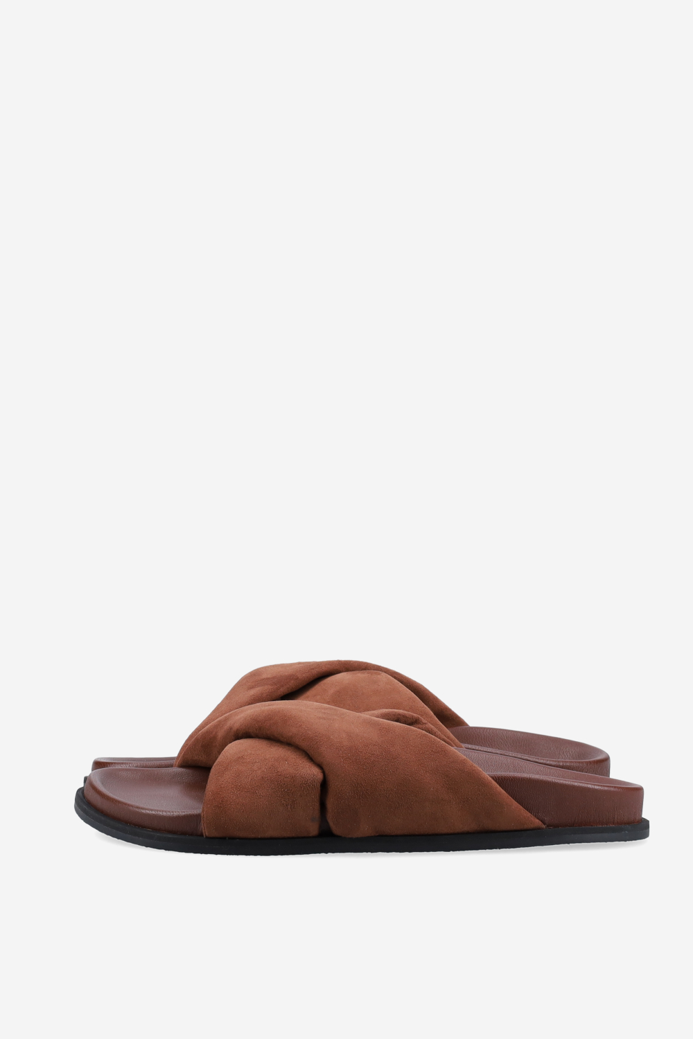 Cross-over suede sandals