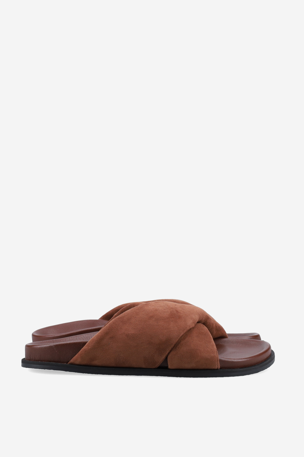 Cross-over suede sandals