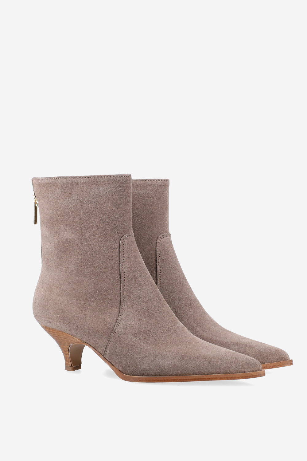 Pointed-toe suede zipper boots