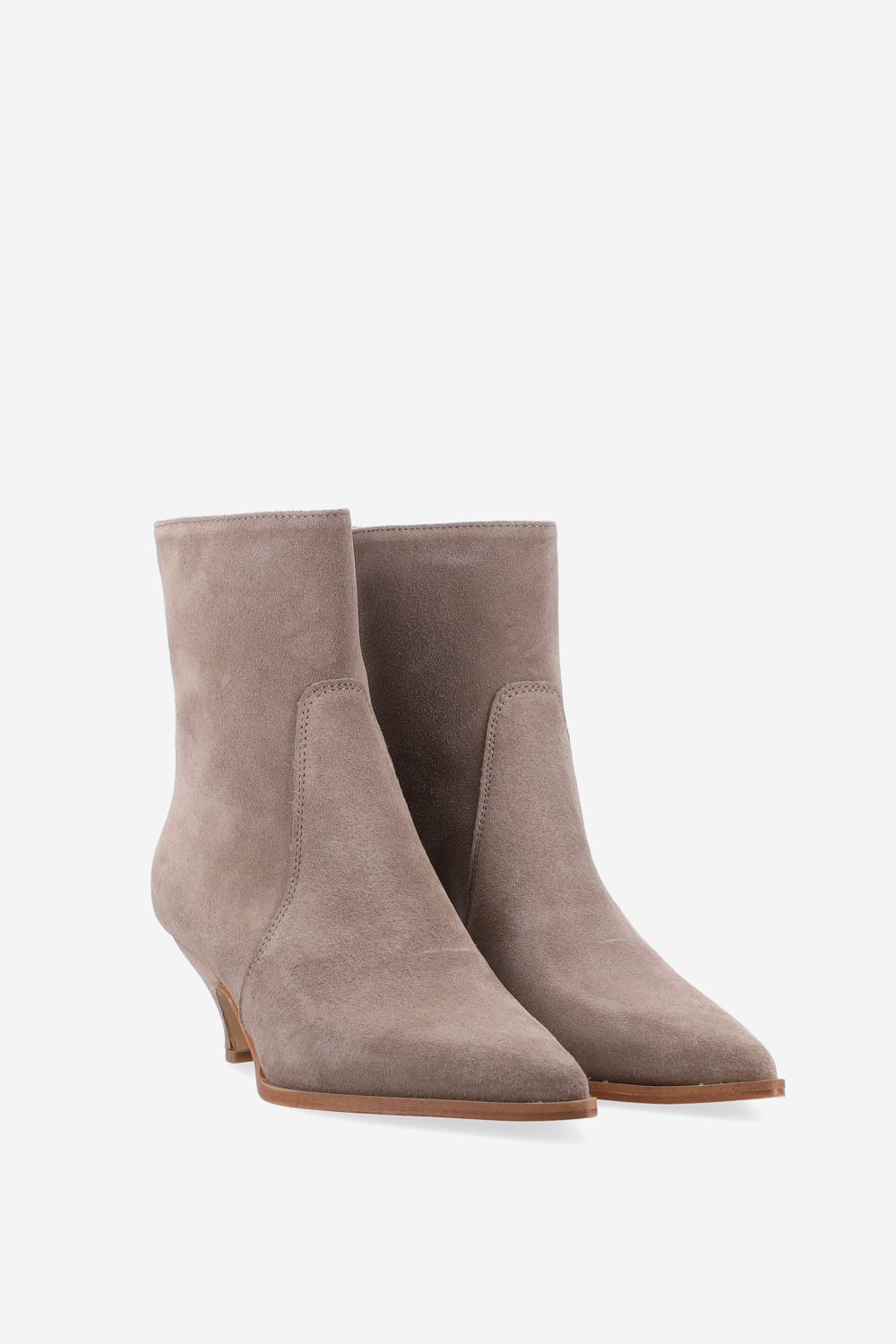 Pointed-toe suede zipper boots