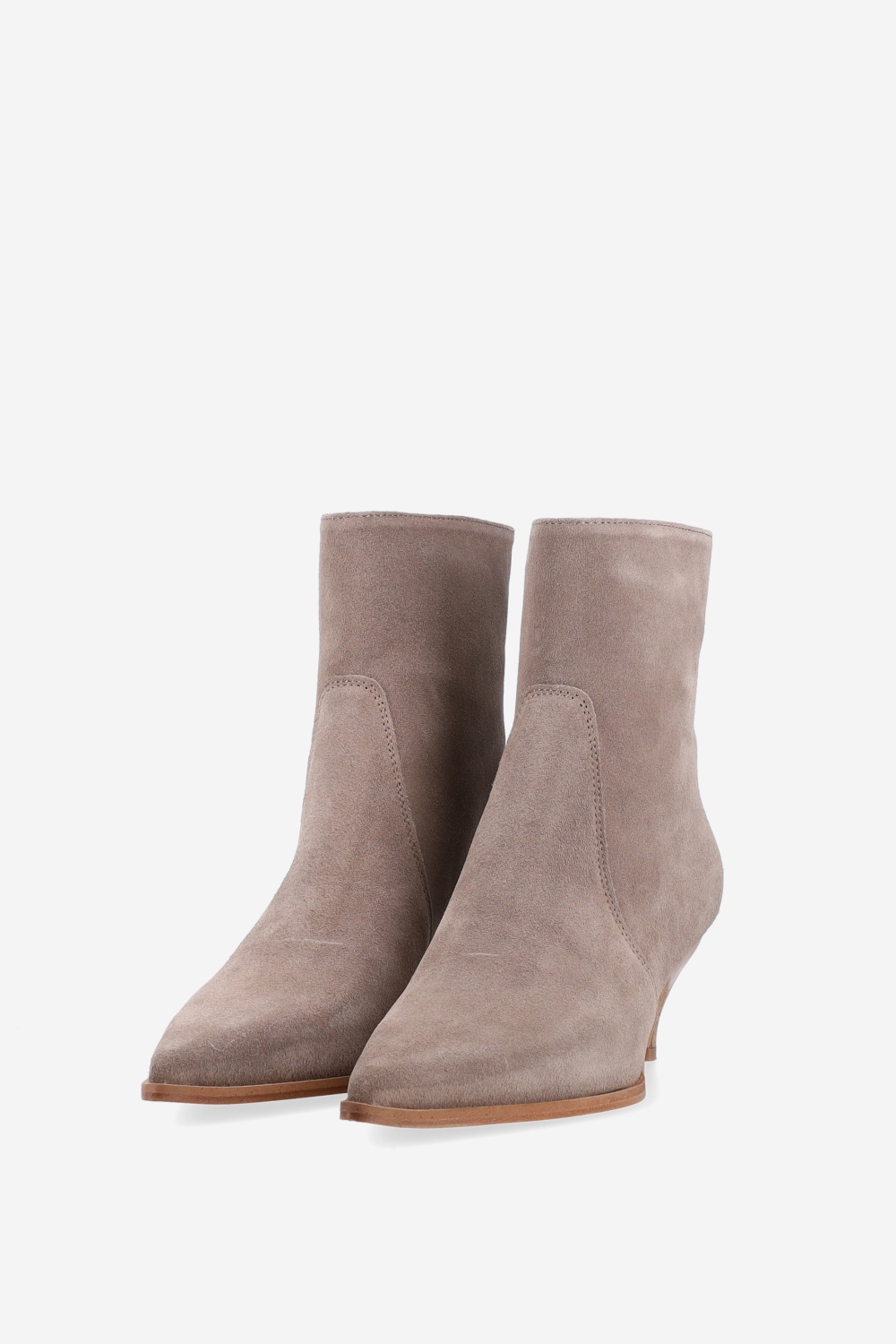 Pointed-toe suede zipper boots