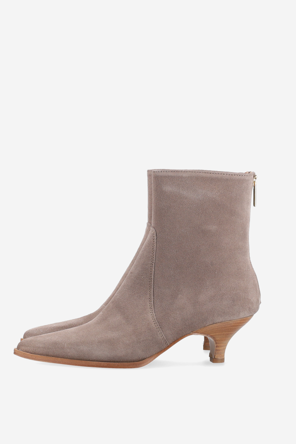 Pointed-toe suede zipper boots