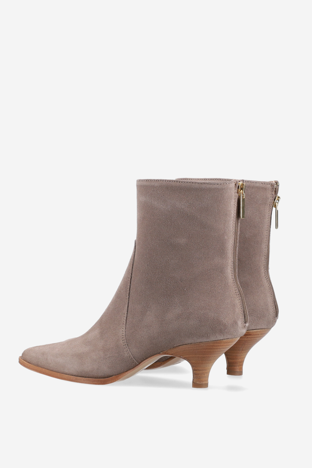 Pointed-toe suede zipper boots