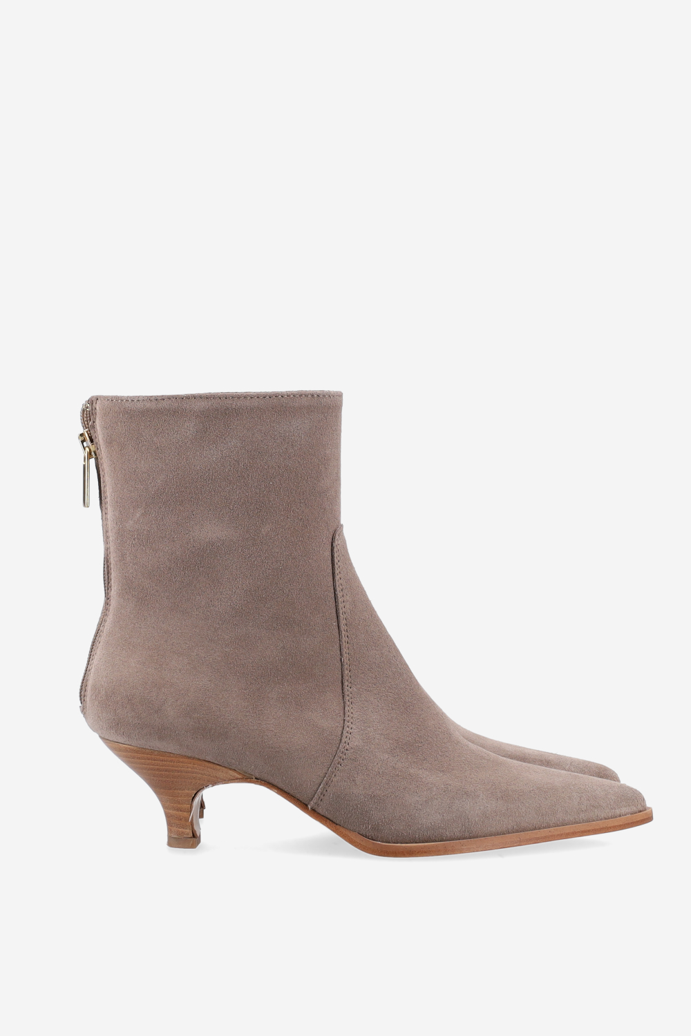 Pointed-toe suede zipper boots