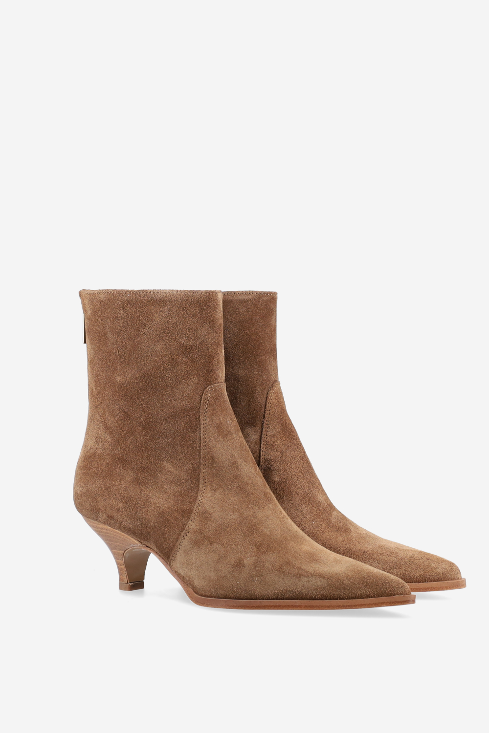 Pointed-toe suede zipper boots