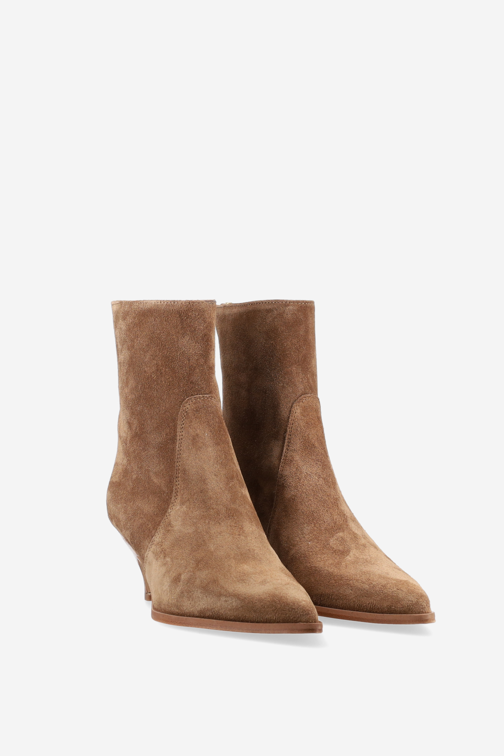 Pointed-toe suede zipper boots