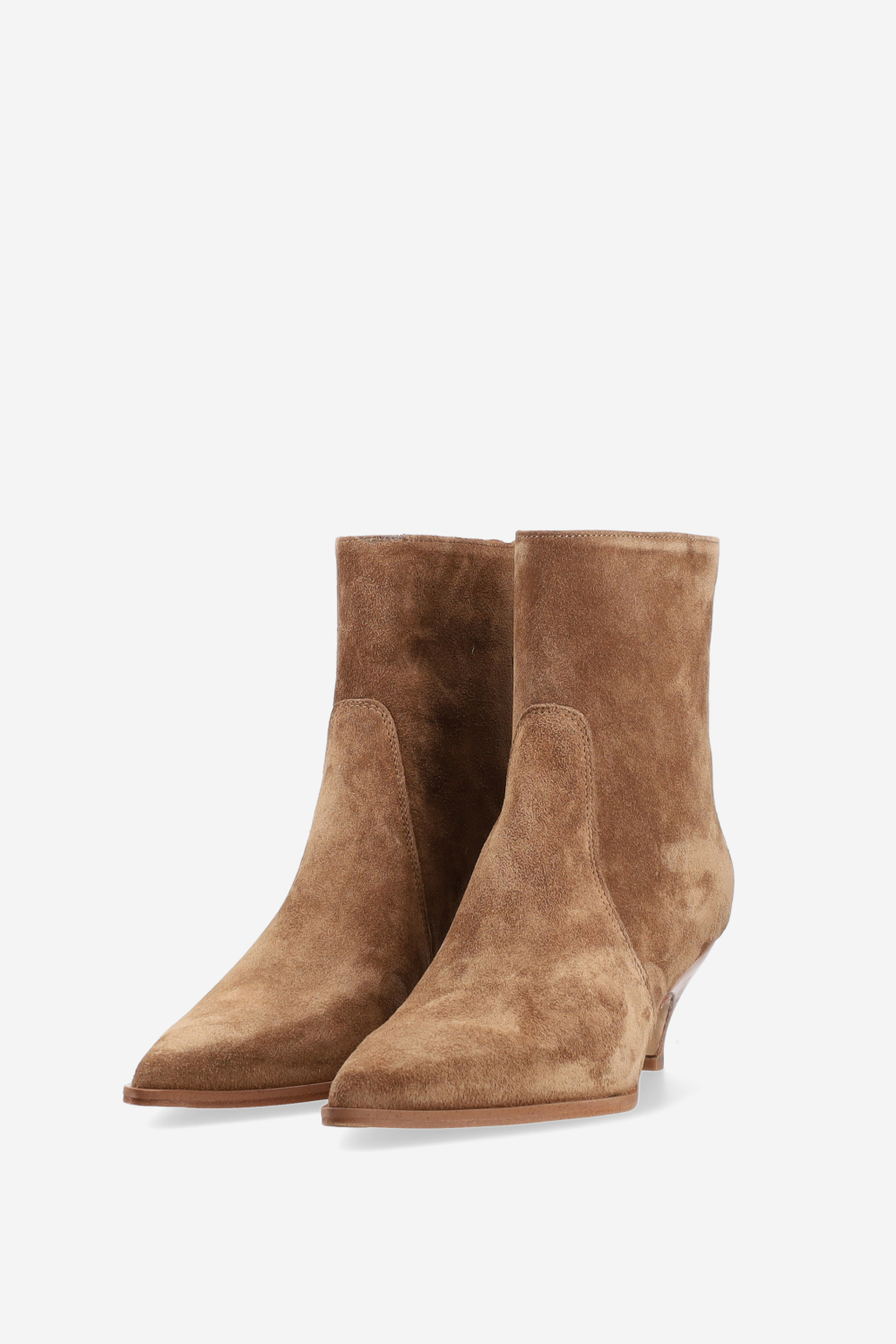Pointed-toe suede zipper boots