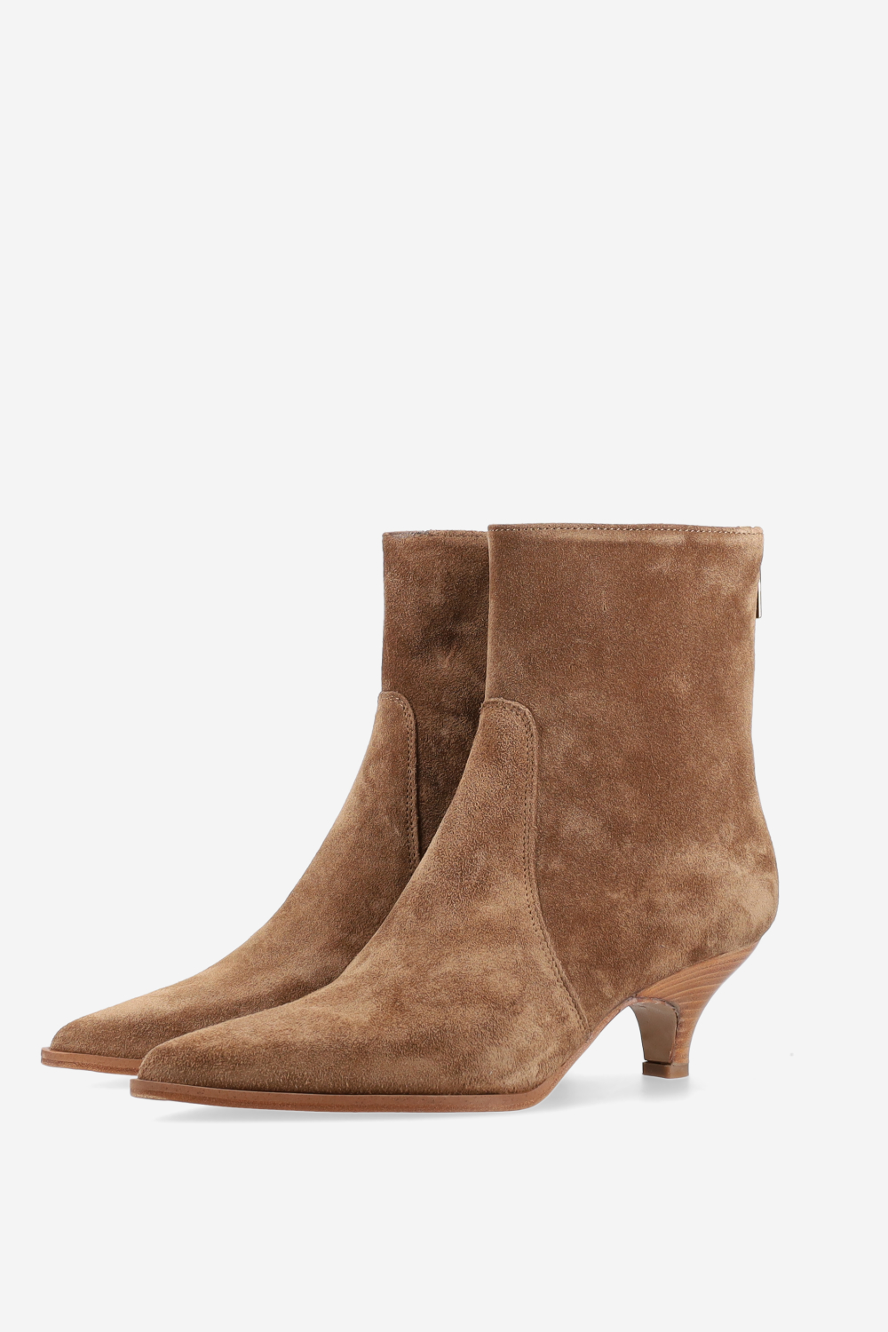 Pointed-toe suede zipper boots