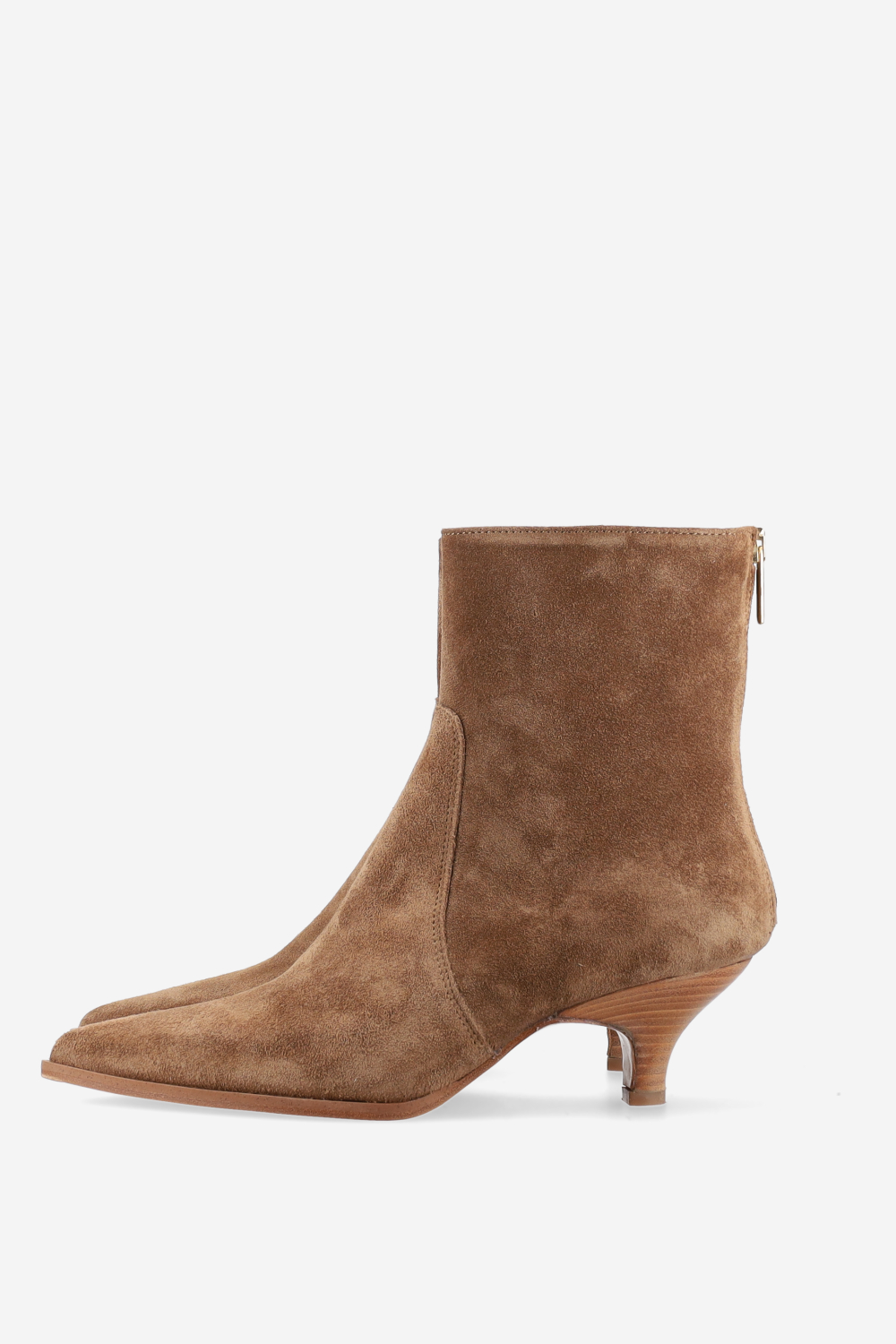 Pointed-toe suede zipper boots