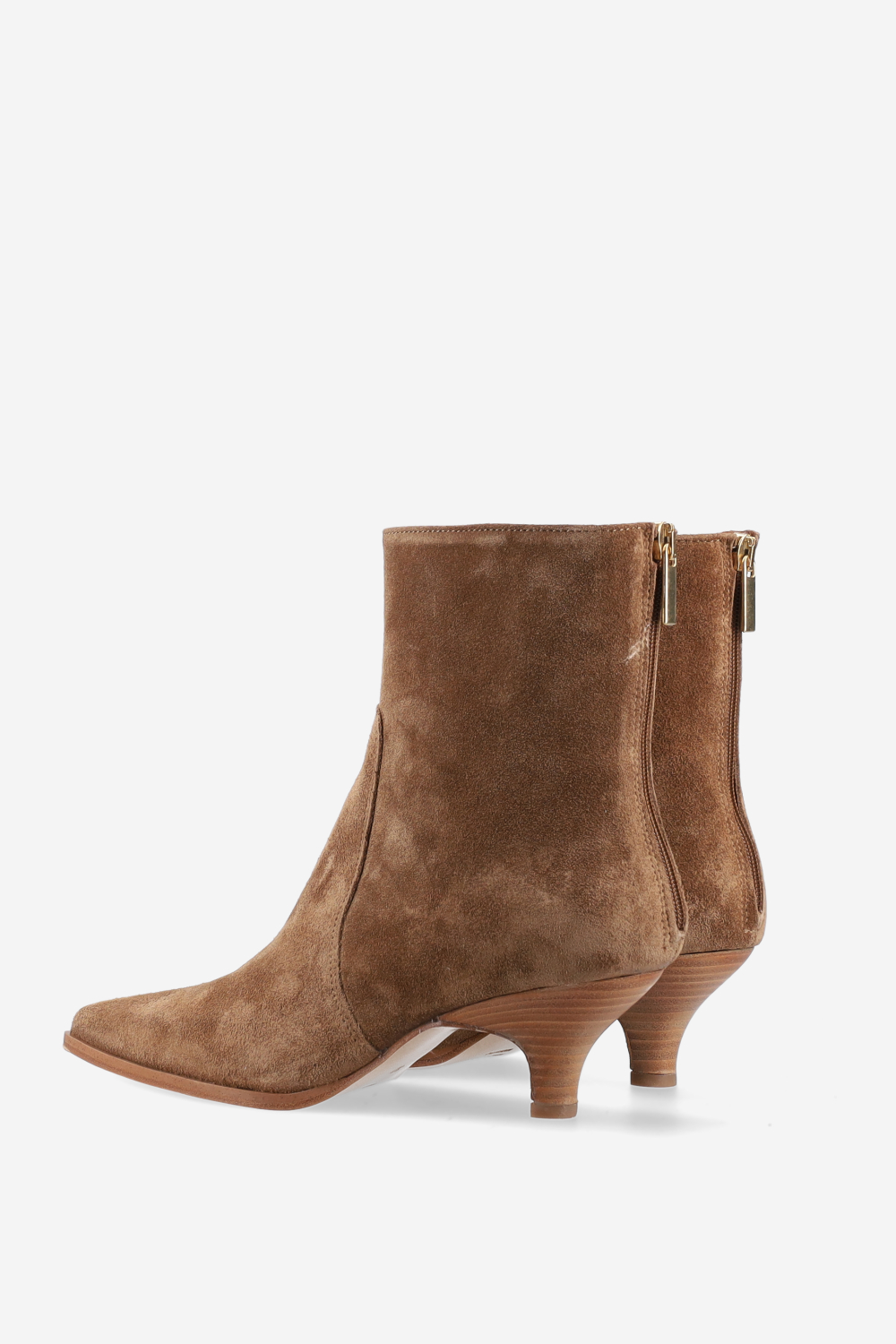Pointed-toe suede zipper boots