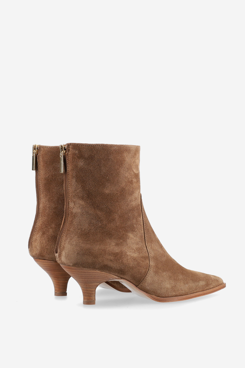 Pointed-toe suede zipper boots