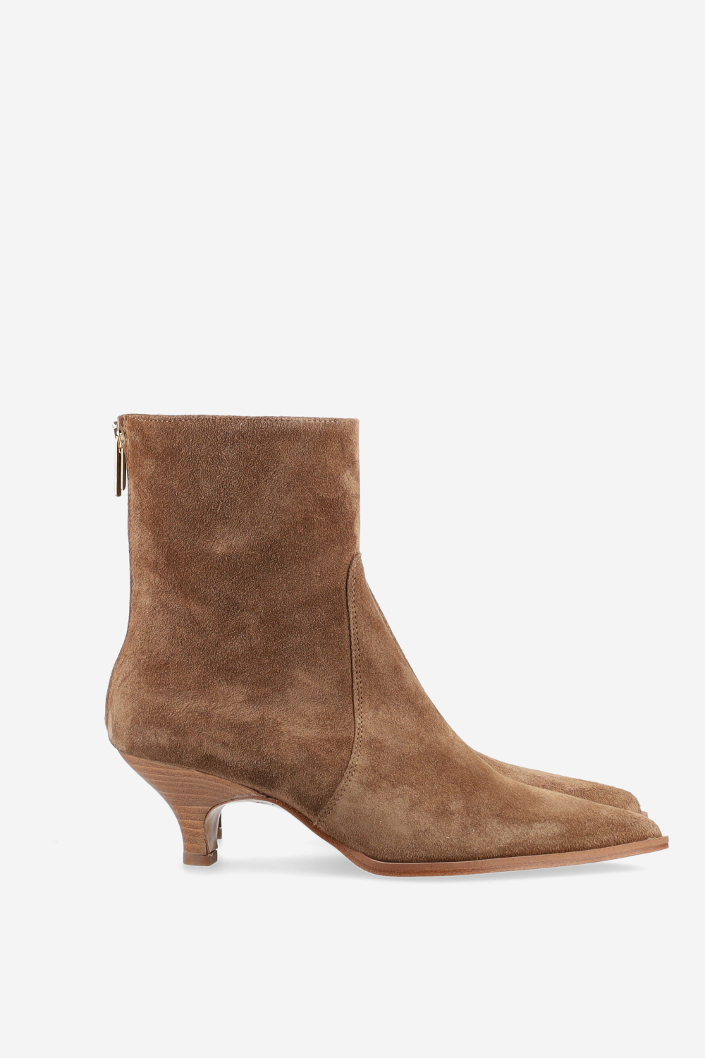Pointed-toe suede zipper boots