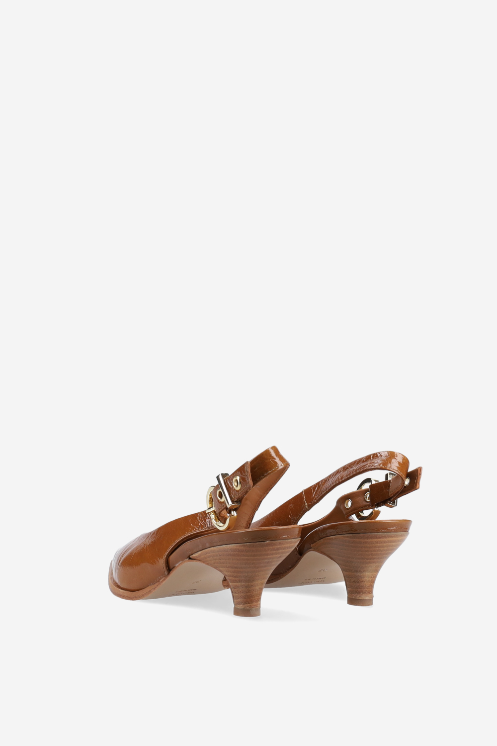 Pointed-toe patent leather slingbacks