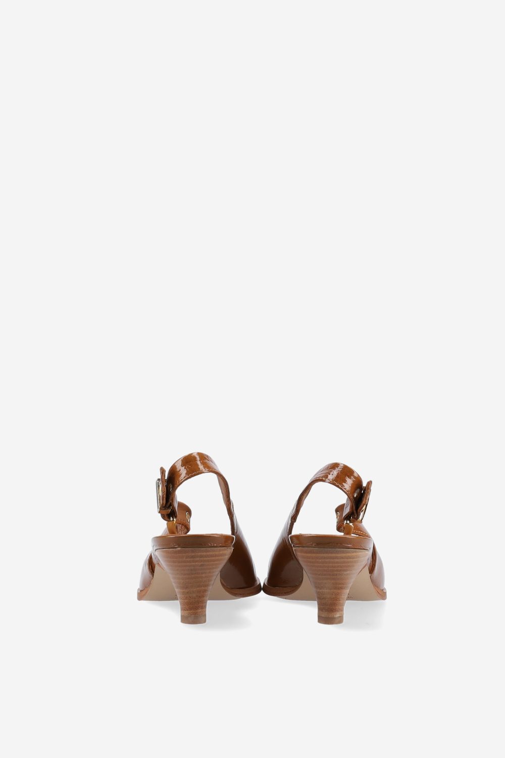 Pointed-toe patent leather slingbacks