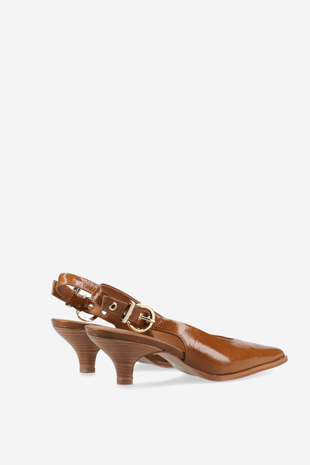 Pointed-toe patent leather slingbacks
