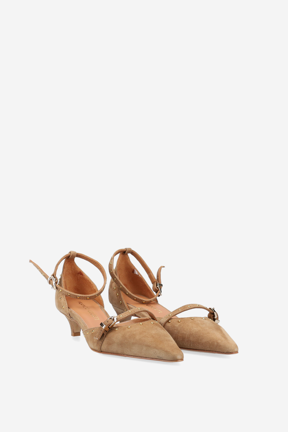 Studded suede heels