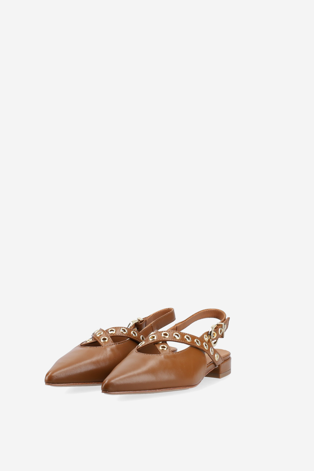 Eyelets leather slingbacks