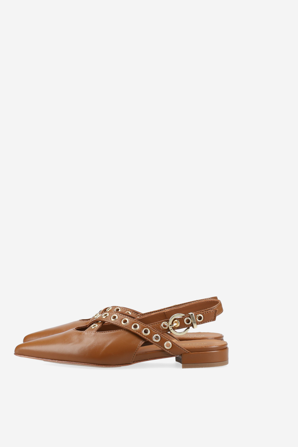 Eyelets leather slingbacks