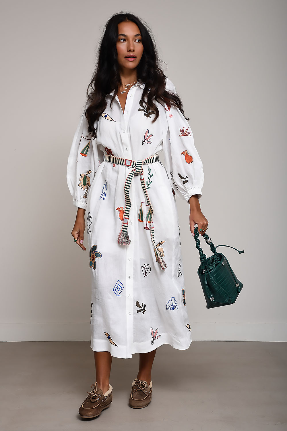 Alemais - Mina embroidered ramie shirtdress